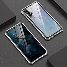 Coque Rebord Bumper Luxe Aluminum Metal Miroir 360 Degres Housse Etui Aimant T06 pour Huawei Honor 20S Argent