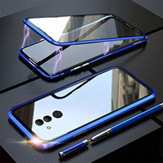 Coque Rebord Bumper Luxe Aluminum Metal Miroir 360 Degres Housse Etui Aimant T06 pour Huawei Mate 20 Lite Bleu