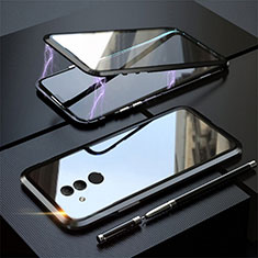 Coque Rebord Bumper Luxe Aluminum Metal Miroir 360 Degres Housse Etui Aimant T06 pour Huawei Mate 20 Lite Noir