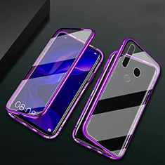 Coque Rebord Bumper Luxe Aluminum Metal Miroir 360 Degres Housse Etui Aimant T06 pour Huawei Nova 4e Violet