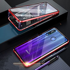 Coque Rebord Bumper Luxe Aluminum Metal Miroir 360 Degres Housse Etui Aimant T06 pour Huawei P Smart+ Plus (2019) Rouge