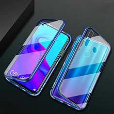 Coque Rebord Bumper Luxe Aluminum Metal Miroir 360 Degres Housse Etui Aimant T06 pour Huawei P30 Lite Bleu