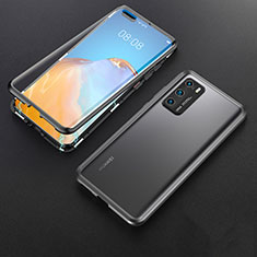 Coque Rebord Bumper Luxe Aluminum Metal Miroir 360 Degres Housse Etui Aimant T06 pour Huawei P40 Noir