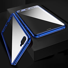 Coque Rebord Bumper Luxe Aluminum Metal Miroir 360 Degres Housse Etui Aimant T06 pour Oppo K1 Bleu