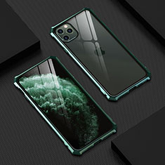 Coque Rebord Bumper Luxe Aluminum Metal Miroir 360 Degres Housse Etui Aimant T07 pour Apple iPhone 11 Pro Vert