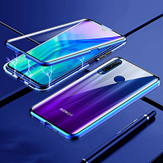 Coque Rebord Bumper Luxe Aluminum Metal Miroir 360 Degres Housse Etui Aimant T07 pour Huawei Honor 10i Bleu