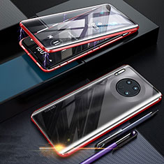 Coque Rebord Bumper Luxe Aluminum Metal Miroir 360 Degres Housse Etui Aimant T07 pour Huawei Mate 30 Rouge