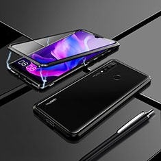 Coque Rebord Bumper Luxe Aluminum Metal Miroir 360 Degres Housse Etui Aimant T07 pour Huawei Nova 4e Noir