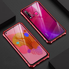 Coque Rebord Bumper Luxe Aluminum Metal Miroir 360 Degres Housse Etui Aimant T07 pour Huawei Nova 5i Rouge