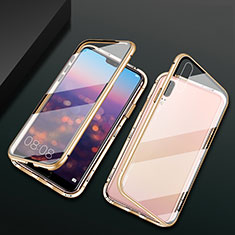 Coque Rebord Bumper Luxe Aluminum Metal Miroir 360 Degres Housse Etui Aimant T07 pour Huawei P20 Or