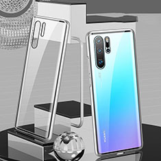 Coque Rebord Bumper Luxe Aluminum Metal Miroir 360 Degres Housse Etui Aimant T07 pour Huawei P30 Pro Argent