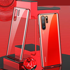 Coque Rebord Bumper Luxe Aluminum Metal Miroir 360 Degres Housse Etui Aimant T07 pour Huawei P30 Pro Rouge