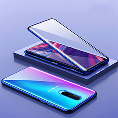 Coque Rebord Bumper Luxe Aluminum Metal Miroir 360 Degres Housse Etui Aimant T07 pour Oppo RX17 Pro Bleu