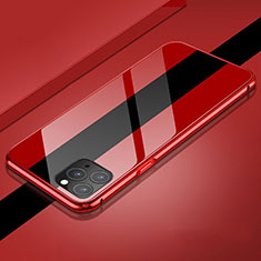 Coque Rebord Bumper Luxe Aluminum Metal Miroir 360 Degres Housse Etui Aimant T08 pour Apple iPhone 11 Pro Max Rouge