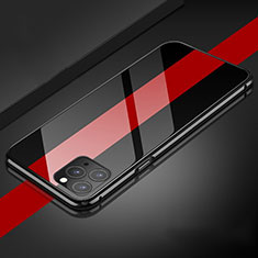Coque Rebord Bumper Luxe Aluminum Metal Miroir 360 Degres Housse Etui Aimant T08 pour Apple iPhone 11 Pro Noir