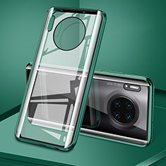 Coque Rebord Bumper Luxe Aluminum Metal Miroir 360 Degres Housse Etui Aimant T08 pour Huawei Mate 30 5G Vert