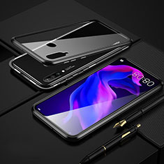 Coque Rebord Bumper Luxe Aluminum Metal Miroir 360 Degres Housse Etui Aimant T08 pour Huawei Nova 4e Noir