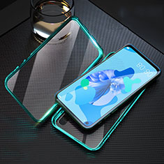 Coque Rebord Bumper Luxe Aluminum Metal Miroir 360 Degres Housse Etui Aimant T08 pour Huawei P20 Lite (2019) Cyan