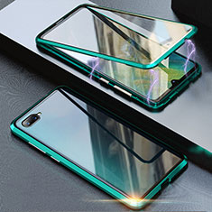 Coque Rebord Bumper Luxe Aluminum Metal Miroir 360 Degres Housse Etui Aimant T08 pour Oppo R15X Vert