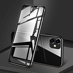 Coque Rebord Bumper Luxe Aluminum Metal Miroir 360 Degres Housse Etui Aimant T09 pour Apple iPhone 11 Noir