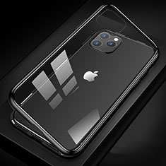 Coque Rebord Bumper Luxe Aluminum Metal Miroir 360 Degres Housse Etui Aimant T09 pour Apple iPhone 11 Pro Max Noir