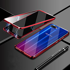 Coque Rebord Bumper Luxe Aluminum Metal Miroir 360 Degres Housse Etui Aimant T09 pour Oppo R15X Rouge