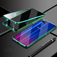 Coque Rebord Bumper Luxe Aluminum Metal Miroir 360 Degres Housse Etui Aimant T09 pour Oppo R15X Vert