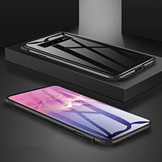 Coque Rebord Bumper Luxe Aluminum Metal Miroir 360 Degres Housse Etui Aimant T09 pour Samsung Galaxy S10 Plus Noir