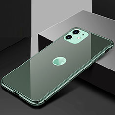 Coque Rebord Bumper Luxe Aluminum Metal Miroir 360 Degres Housse Etui Aimant T10 pour Apple iPhone 11 Vert