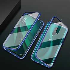 Coque Rebord Bumper Luxe Aluminum Metal Miroir 360 Degres Housse Etui Aimant T10 pour Oppo R17 Pro Bleu