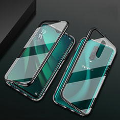 Coque Rebord Bumper Luxe Aluminum Metal Miroir 360 Degres Housse Etui Aimant T10 pour Oppo R17 Pro Noir