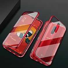 Coque Rebord Bumper Luxe Aluminum Metal Miroir 360 Degres Housse Etui Aimant T10 pour Oppo R17 Pro Rouge