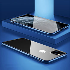Coque Rebord Bumper Luxe Aluminum Metal Miroir 360 Degres Housse Etui Aimant T11 pour Apple iPhone 11 Pro Max Bleu