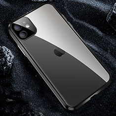 Coque Rebord Bumper Luxe Aluminum Metal Miroir 360 Degres Housse Etui Aimant T12 pour Apple iPhone 11 Pro Max Noir