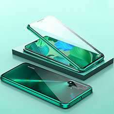 Coque Rebord Bumper Luxe Aluminum Metal Miroir 360 Degres Housse Etui Aimant T14 pour Huawei Nova 5 Pro Vert