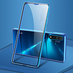 Coque Rebord Bumper Luxe Aluminum Metal Miroir 360 Degres Housse Etui Aimant T15 pour Huawei Nova 5 Pro Bleu