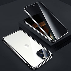 Coque Rebord Bumper Luxe Aluminum Metal Miroir 360 Degres Housse Etui Aimant Z05 pour Apple iPhone 14 Pro Argent