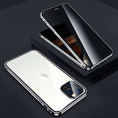 Coque Rebord Bumper Luxe Aluminum Metal Miroir 360 Degres Housse Etui Aimant Z05 pour Apple iPhone 14 Pro Max Argent