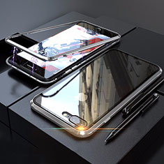 Coque Rebord Bumper Luxe Aluminum Metal Miroir 360 Degres Housse Etui M01 pour Apple iPhone 7 Plus Argent
