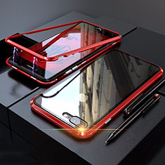 Coque Rebord Bumper Luxe Aluminum Metal Miroir 360 Degres Housse Etui M01 pour Apple iPhone 7 Plus Rouge