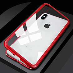 Coque Rebord Bumper Luxe Aluminum Metal Miroir 360 Degres Housse Etui M01 pour Apple iPhone Xs Rouge