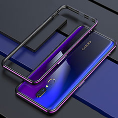 Coque Rebord Bumper Luxe Aluminum Metal Miroir 360 Degres Housse Etui M01 pour Oppo A9 Violet