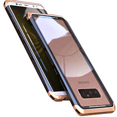 Coque Rebord Bumper Luxe Aluminum Metal Miroir 360 Degres Housse Etui M01 pour Samsung Galaxy Note 8 Duos N950F Or