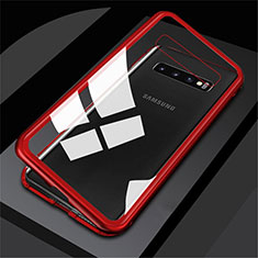 Coque Rebord Bumper Luxe Aluminum Metal Miroir 360 Degres Housse Etui M01 pour Samsung Galaxy S10 5G Rouge