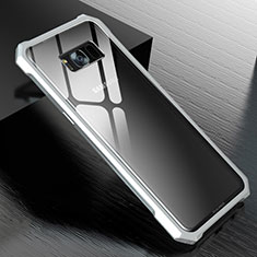 Coque Rebord Bumper Luxe Aluminum Metal Miroir 360 Degres Housse Etui M01 pour Samsung Galaxy S8 Argent