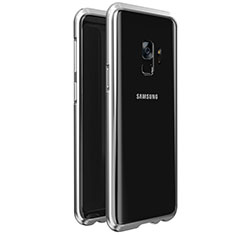 Coque Rebord Bumper Luxe Aluminum Metal Miroir 360 Degres Housse Etui M01 pour Samsung Galaxy S9 Argent