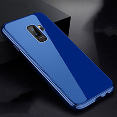 Coque Rebord Bumper Luxe Aluminum Metal Miroir 360 Degres Housse Etui M01 pour Samsung Galaxy S9 Plus Bleu