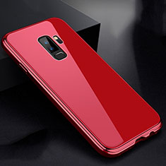 Coque Rebord Bumper Luxe Aluminum Metal Miroir 360 Degres Housse Etui M01 pour Samsung Galaxy S9 Plus Rouge