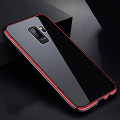 Coque Rebord Bumper Luxe Aluminum Metal Miroir 360 Degres Housse Etui M01 pour Samsung Galaxy S9 Plus Rouge et Noir