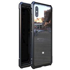 Coque Rebord Bumper Luxe Aluminum Metal Miroir 360 Degres Housse Etui M01 pour Xiaomi Mi 8 Noir